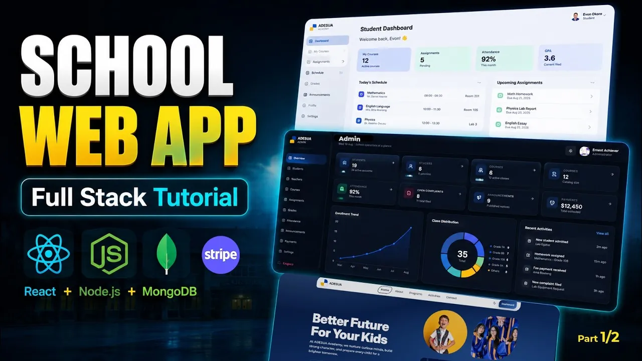 ساخت و استقرار اپلیکیشن کامل مدرسه با React, Express, MongoDB